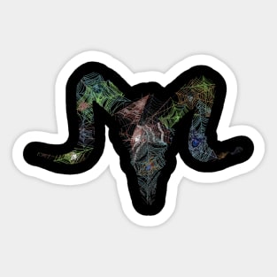 Web Head Ram Skull Sticker